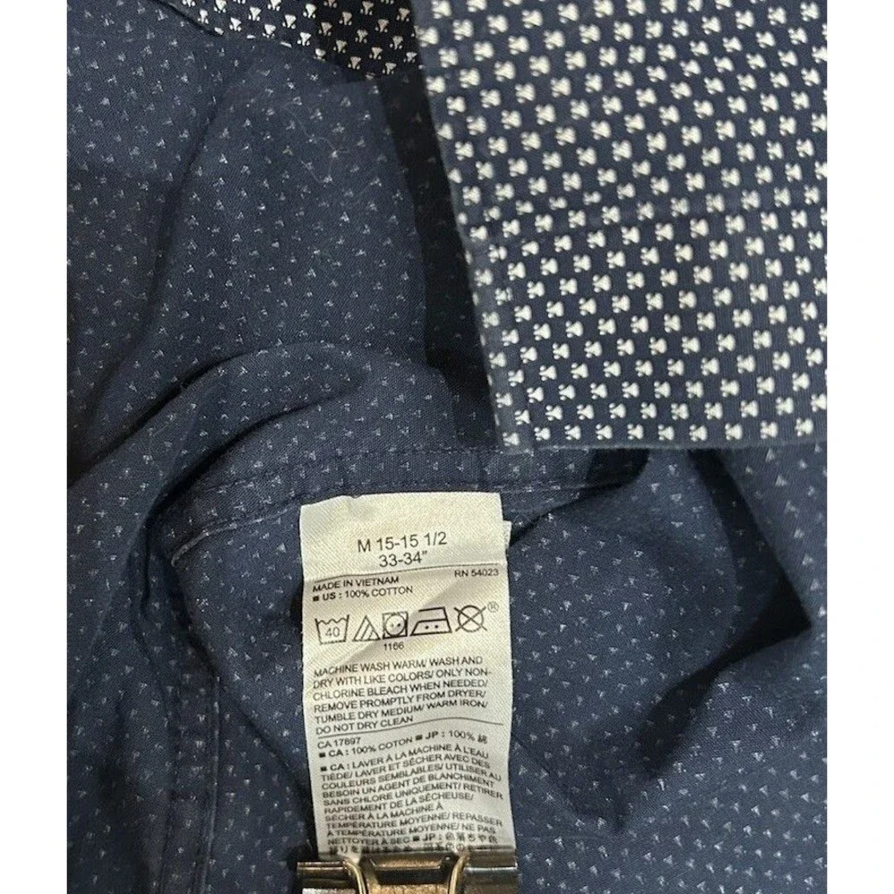 Banana Republic Shirt Mens M Slim Fit Non-Iron Blue Geometric Dress Long Sleeve
